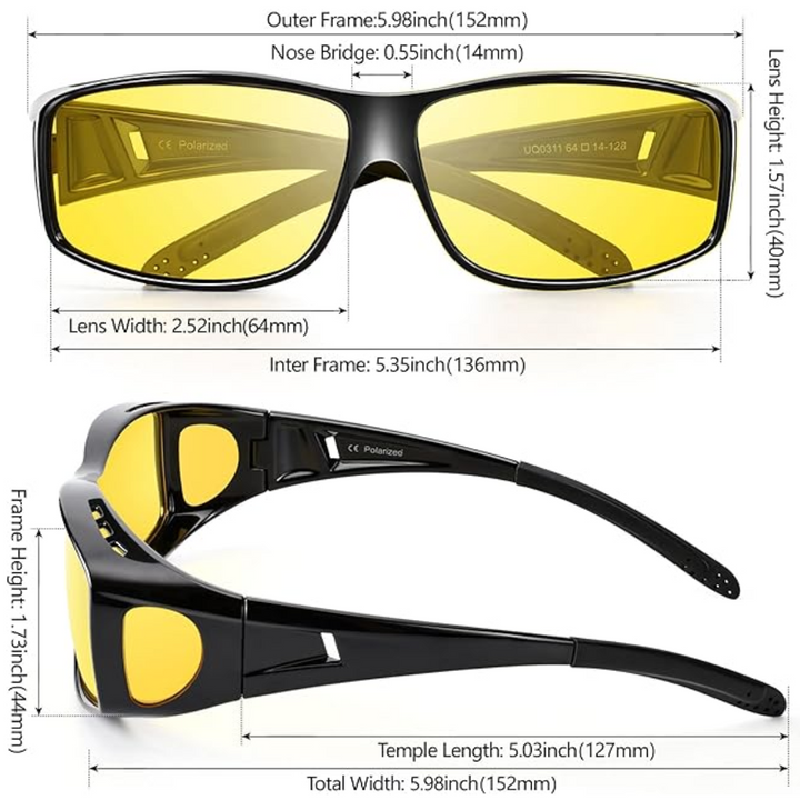 Lisslune | Polarised Night Vision Driving Glasses | Anti-Glare, Lightweight & Ideal for Low-Light Conditions
