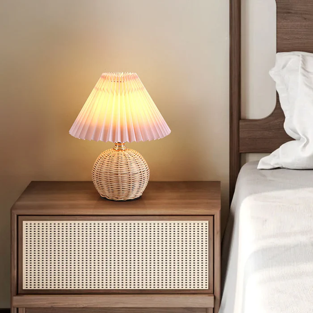 Lisslune | Modern Table Lamp with White Pleated Shade
