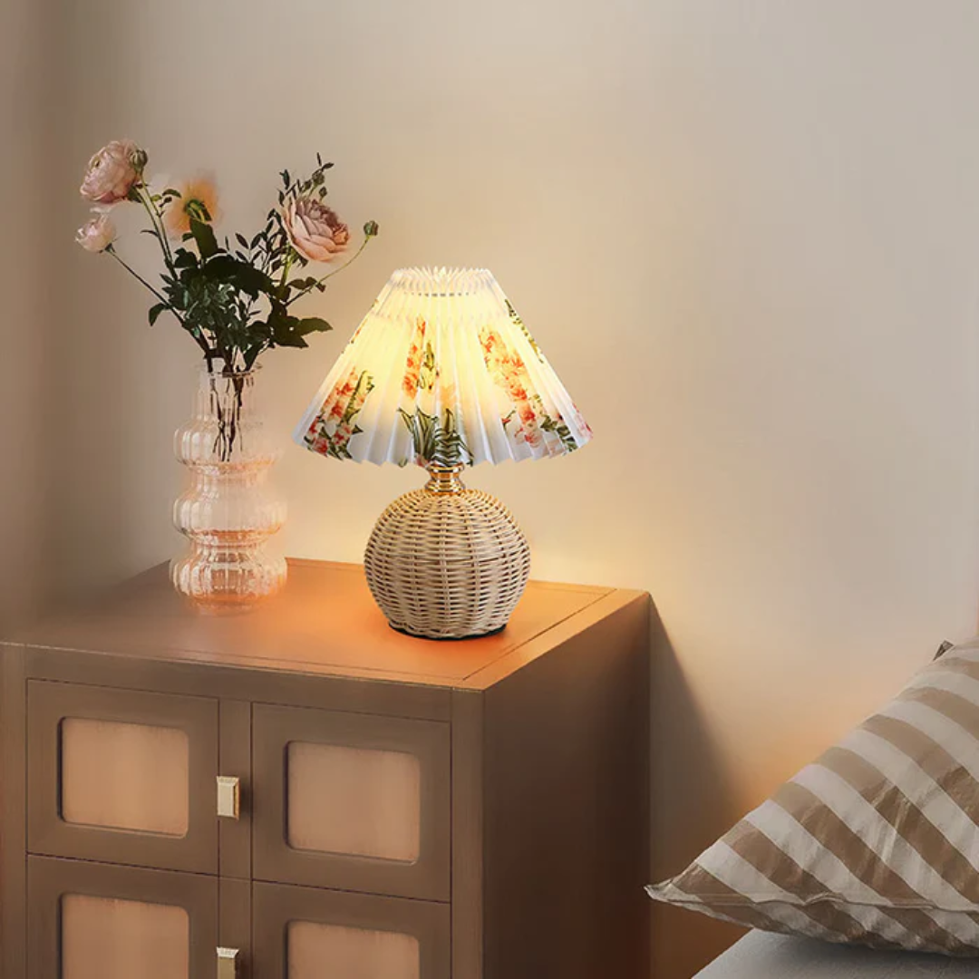 Lisslune | Modern Table Lamp with White Pleated Shade