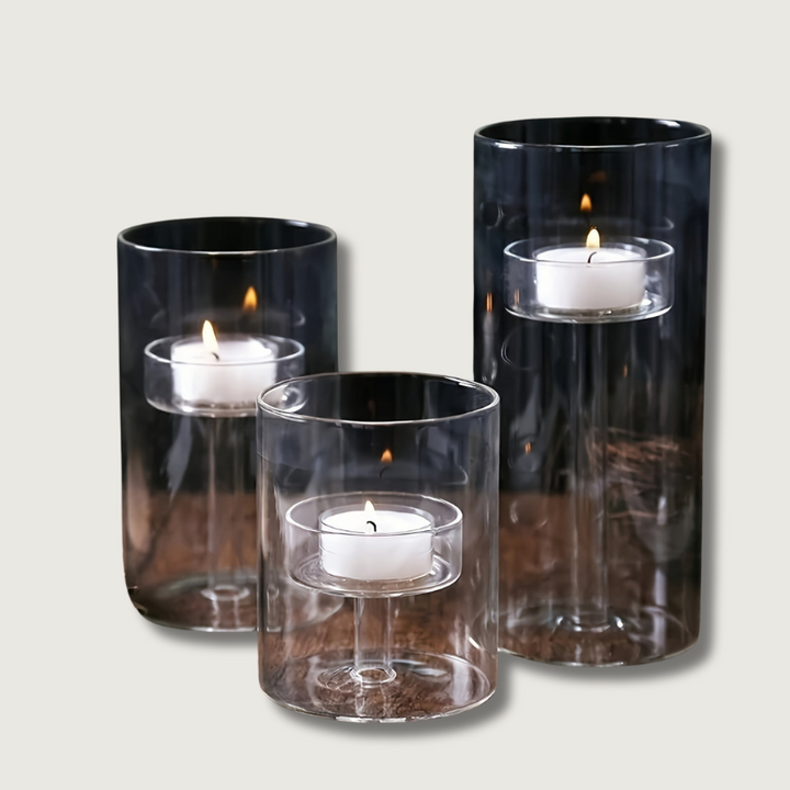 Lisslune | PureLight - Trio of Transparent Candle Holders for Elegant Tables