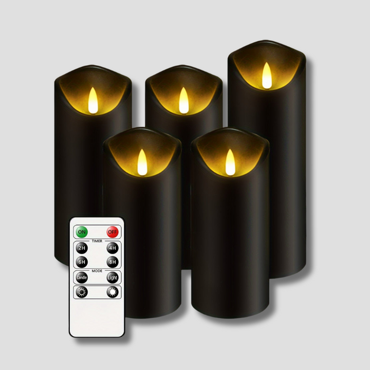 Lisslune | MystiFlame - 5-Piece LED Candle Set with Black Finish