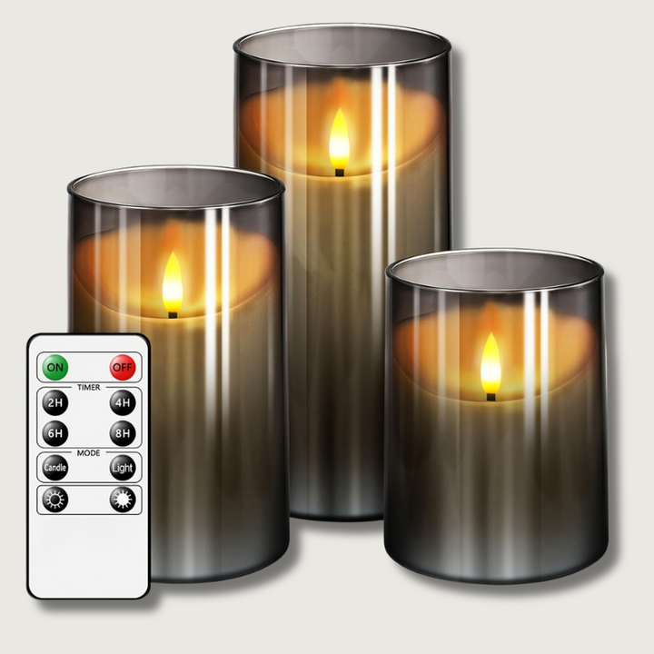 Lisslune | CandleAura - LED Grey Candles with Realistic Flame