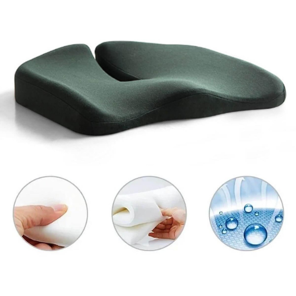 Lisslune | ErgoRelief Seat Cushion – Ergonomic Memory Foam Cushion for Back and Tailbone