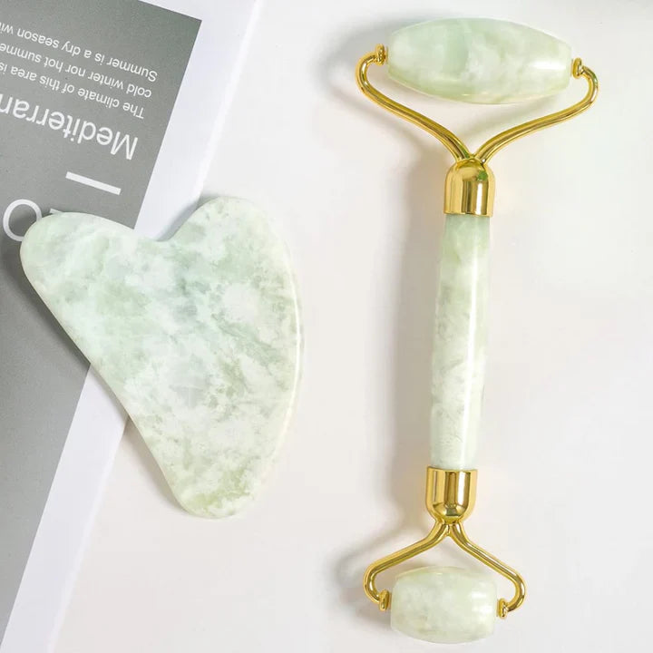 Lisslune | Instant Glow Gua Sha & Jade Roller Set | For radiant skin and natural relaxation
