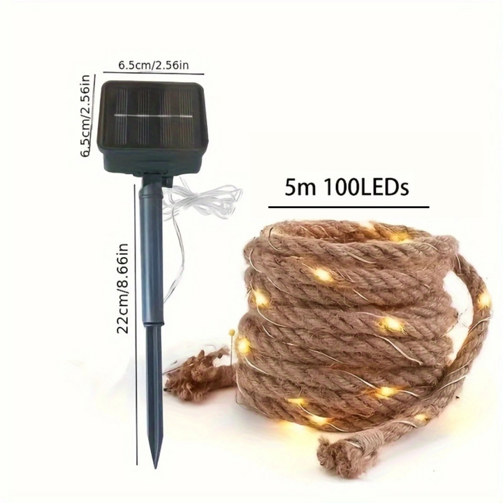 Lisslune | SolarRope | Solar-powered hemp rope light | Sustainable decorative lighting for garden & terrace