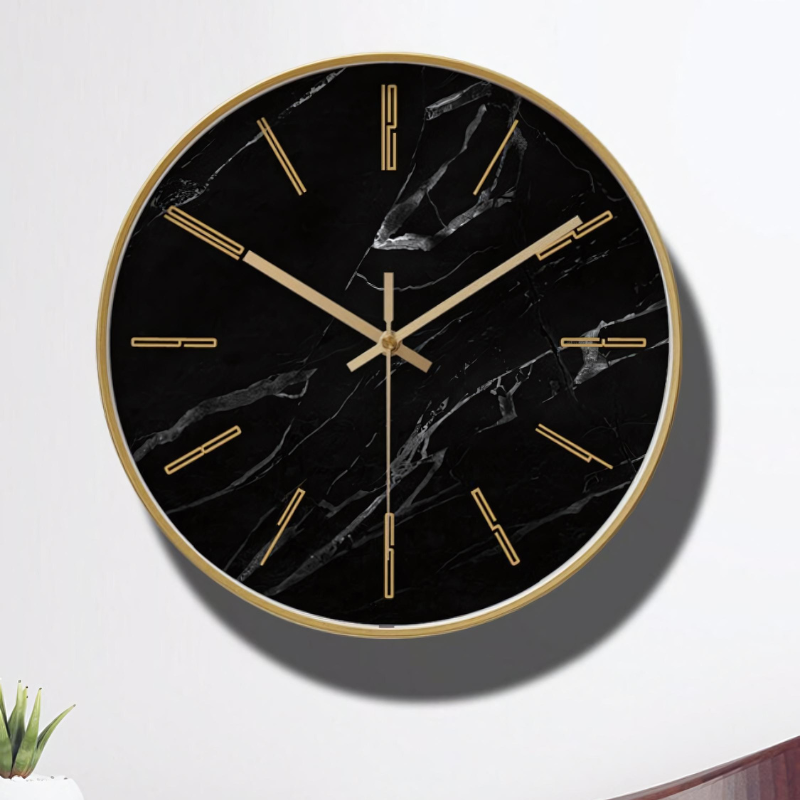 Lisslune | Timeless Elegance – Black Marble Wall Clock