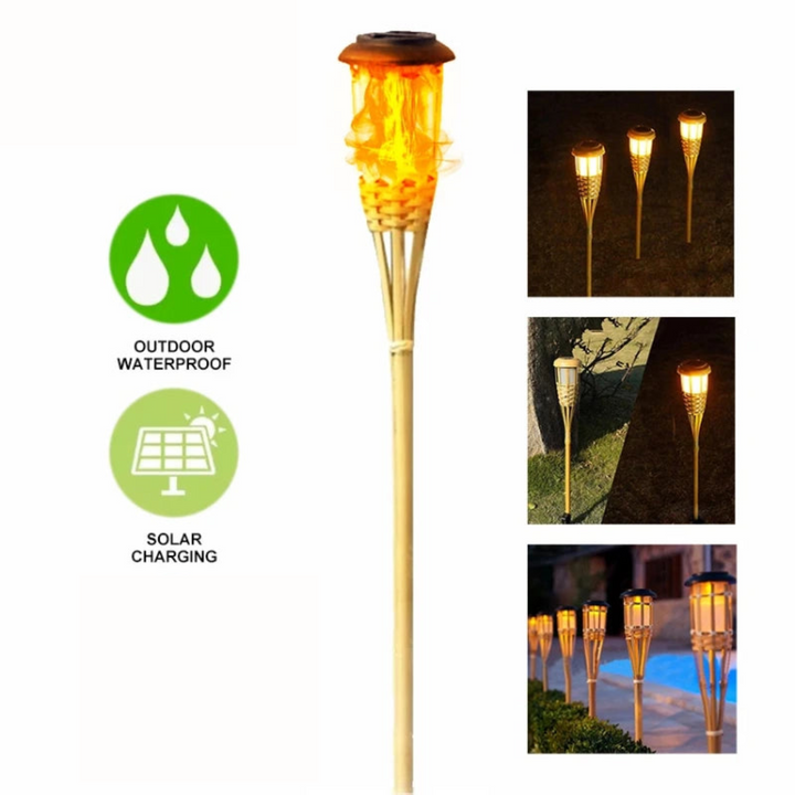 Lisslune | Solar Torch 5-Piece Set | Flame Effect LED Garden Lights | Solar Powered | Decorative Light for Outdoors
