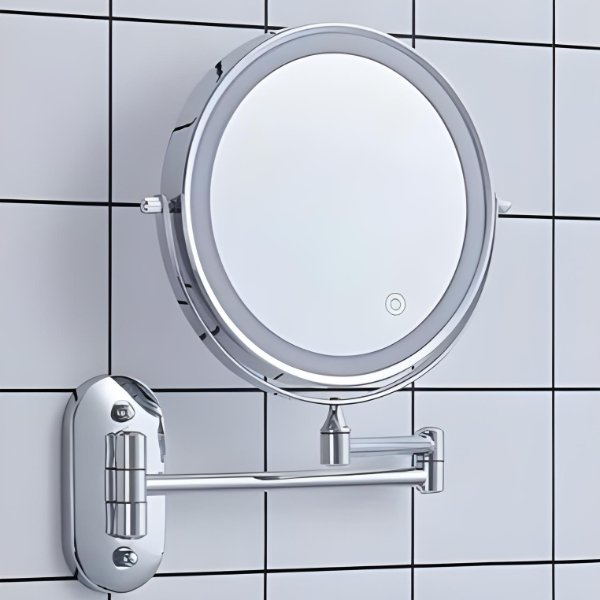 Lisslune | LED Magnifying Mirror | Rechargeable | Cosmetics & Bathroom | Chrome Silver