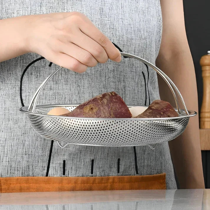 Lisslune | Stainless Steel Steamer Basket – Collapsible Mesh & Draining Bowl for the Kitchen