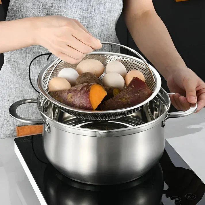 Lisslune | Stainless Steel Steamer Basket – Collapsible Mesh & Draining Bowl for the Kitchen