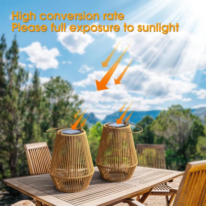 Lisslune | Handwoven Waterproof Solar Garden Lantern – Outdoor LED Rattan Light for Patio, Pathways & Balcony