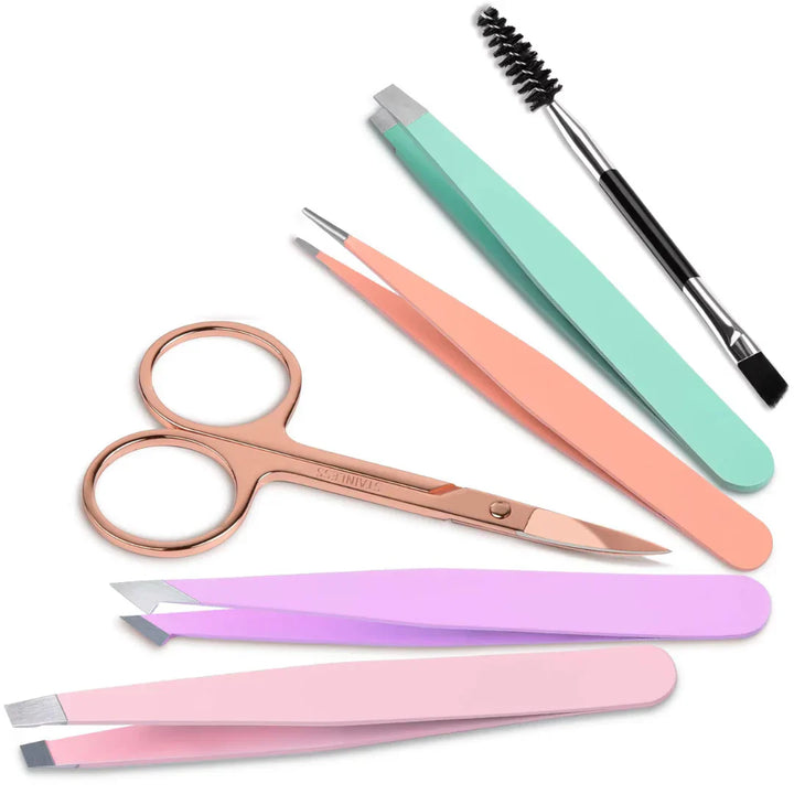 Lisslune | Precision Tweezers Set – 6-piece Eyebrow Kit with Travel Case