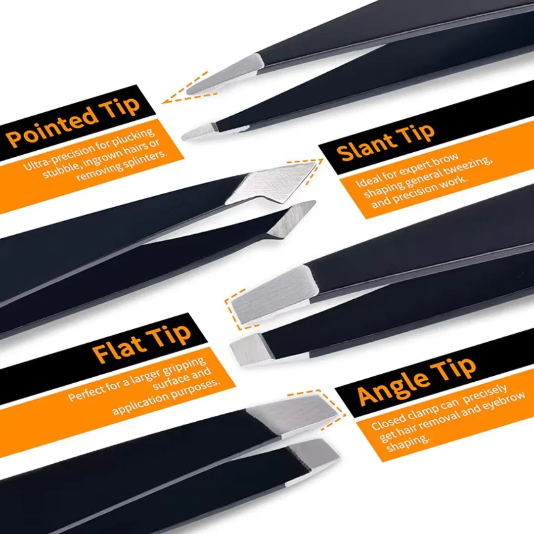 Lisslune | Precision Tweezers Set – 6-piece Eyebrow Kit with Travel Case