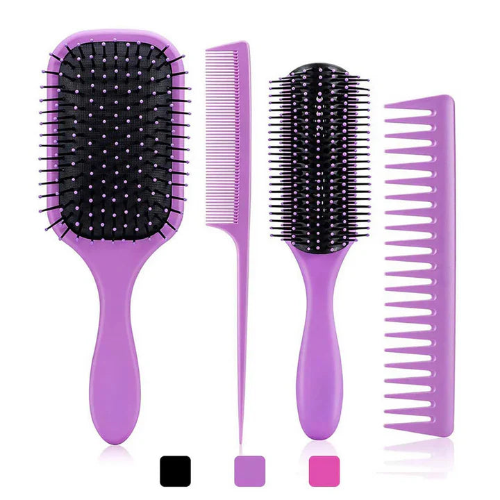 Lisslune | 4-piece detangling hairbrush set