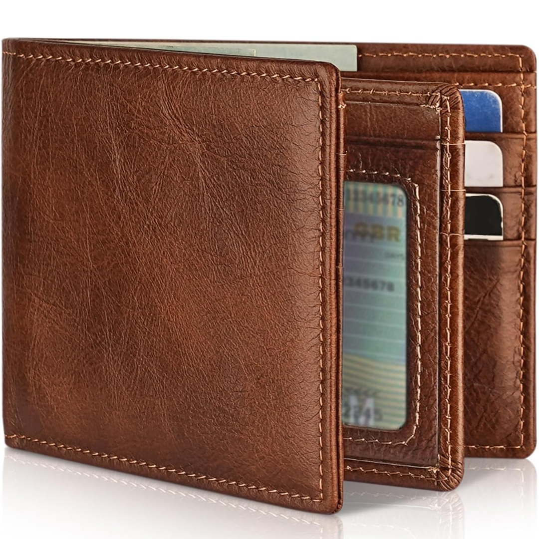 Lisslune | StitchCraft Men’s Bifold Genuine Leather RFID Wallet – Slim, Secure & Stylish
