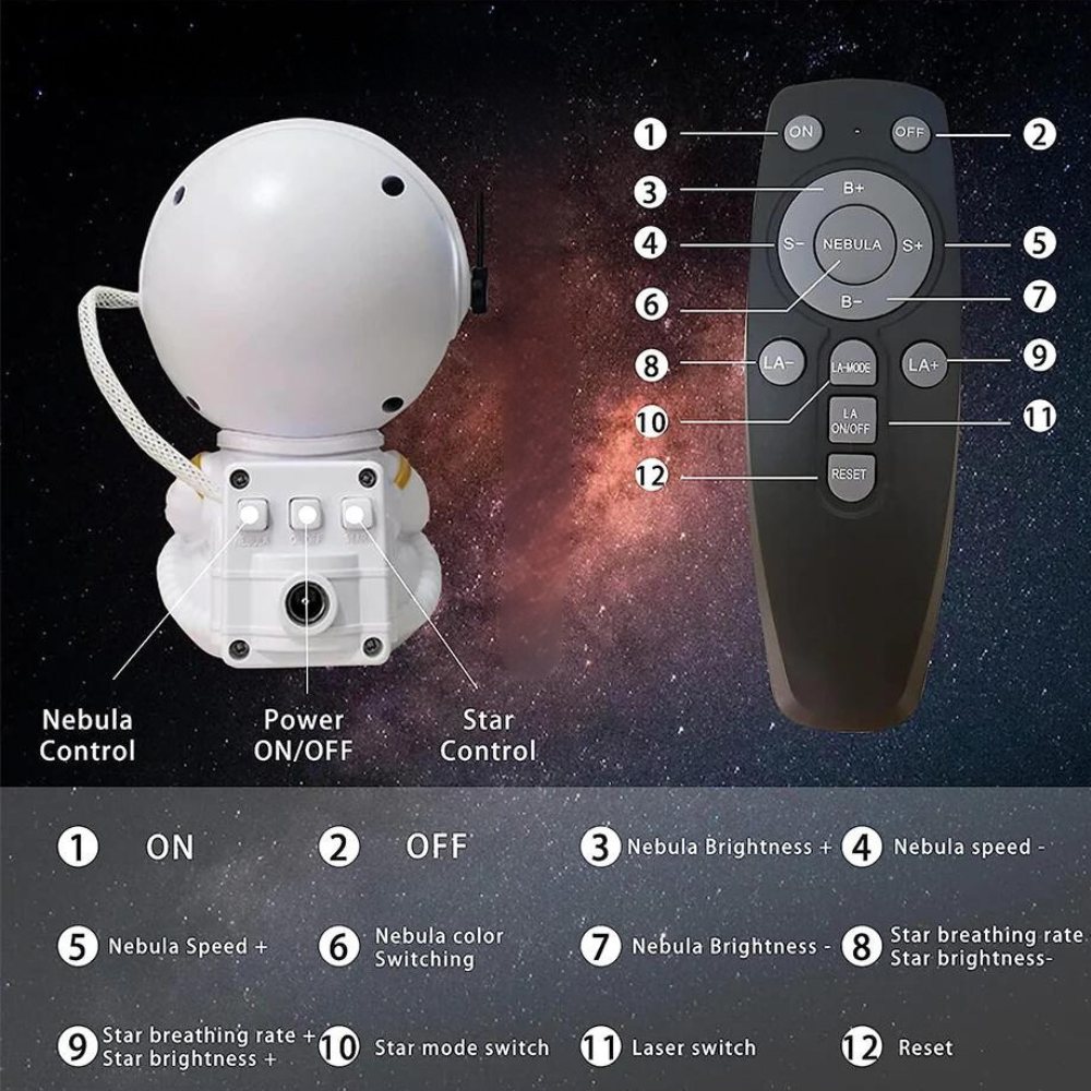 Lisslune | Astronaut LED Projector, Galaxy, Stars, Sky