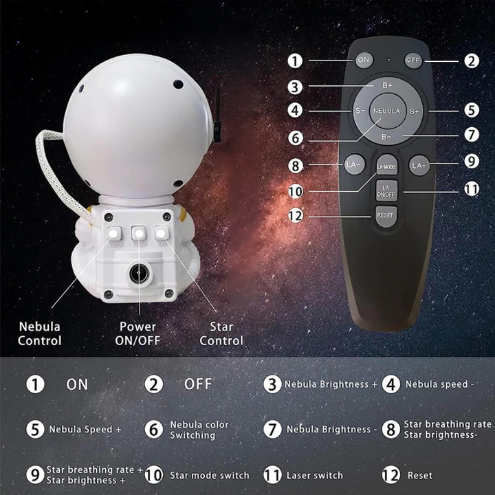 Lisslune | Astronaut LED Projector, Galaxy, Stars, Sky