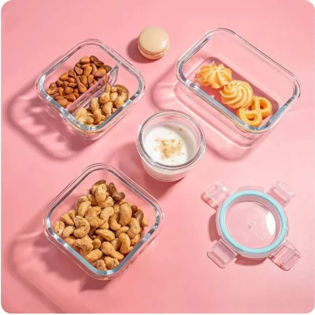 Lisslune | Glass Fresh Storage Containers Set – Airtight Storage Containers with Lid for Kitchen & Meal Prep
