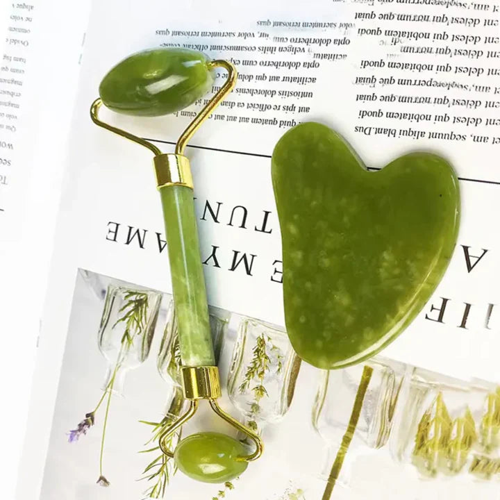 Lisslune | Instant Glow Gua Sha & Jade Roller Set | For radiant skin and natural relaxation