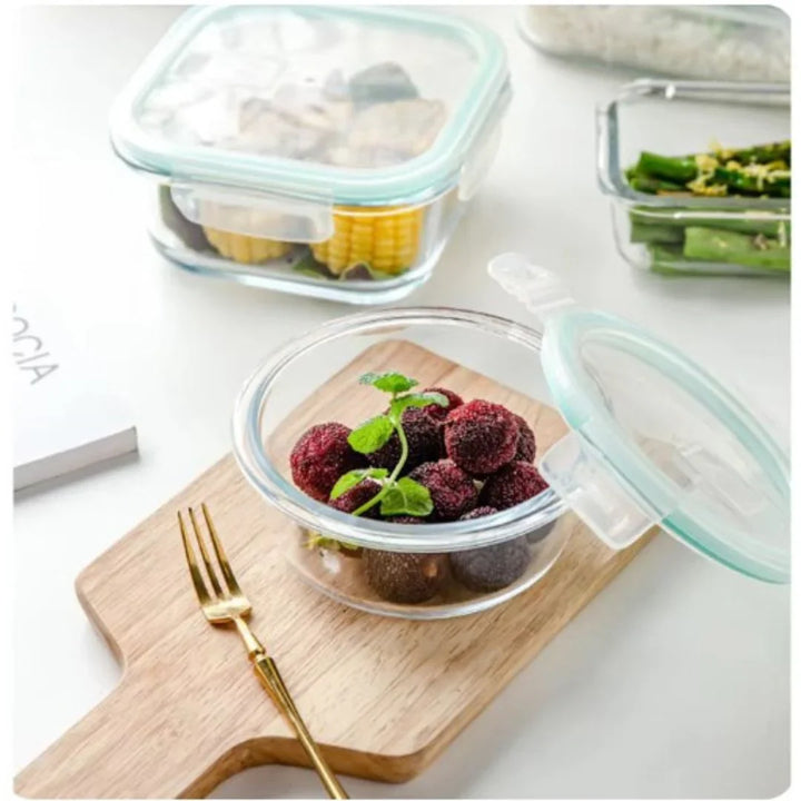 Lisslune | Glass Fresh Storage Containers Set – Airtight Storage Containers with Lid for Kitchen & Meal Prep