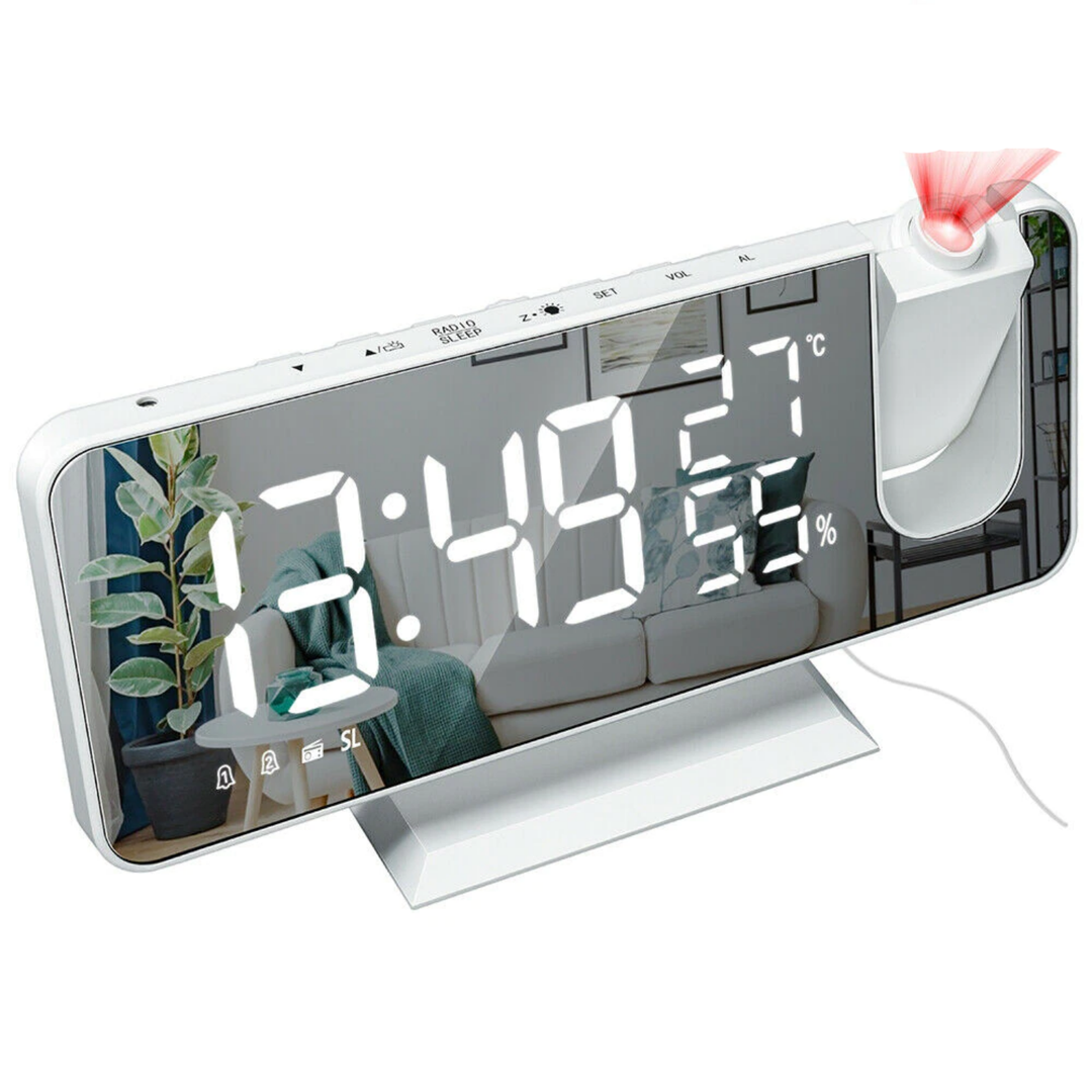Lisslune | LED Projection Alarm Clock with Radio USB Charger Display