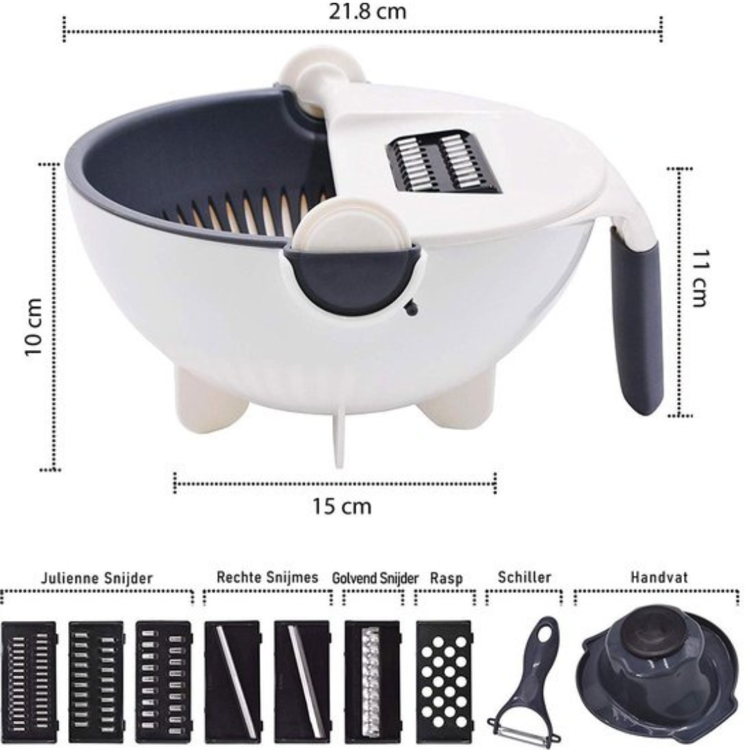 Lisslune | 7-in-1 vegetable slicer with draining basket and interchangeable blades
