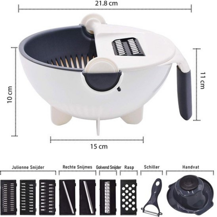 Lisslune | 7-in-1 vegetable slicer with draining basket and interchangeable blades