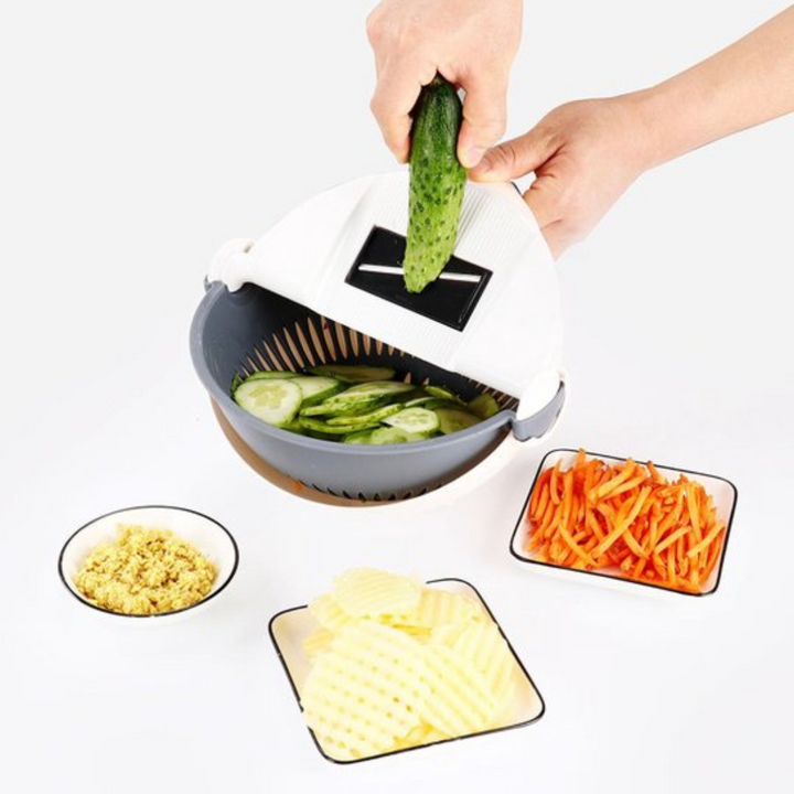 Lisslune | 7-in-1 vegetable slicer with draining basket and interchangeable blades