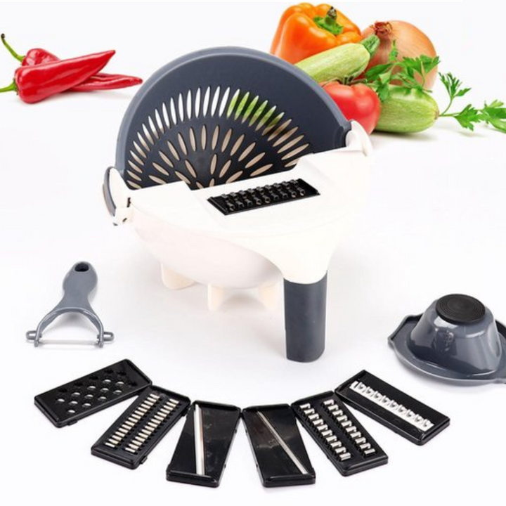 Lisslune | 7-in-1 vegetable slicer with draining basket and interchangeable blades