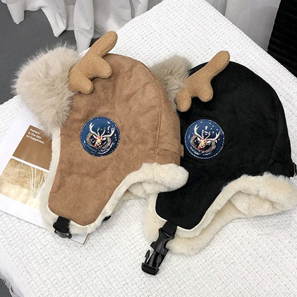 Lisslune | Deer Antler Winter Earflap Hat