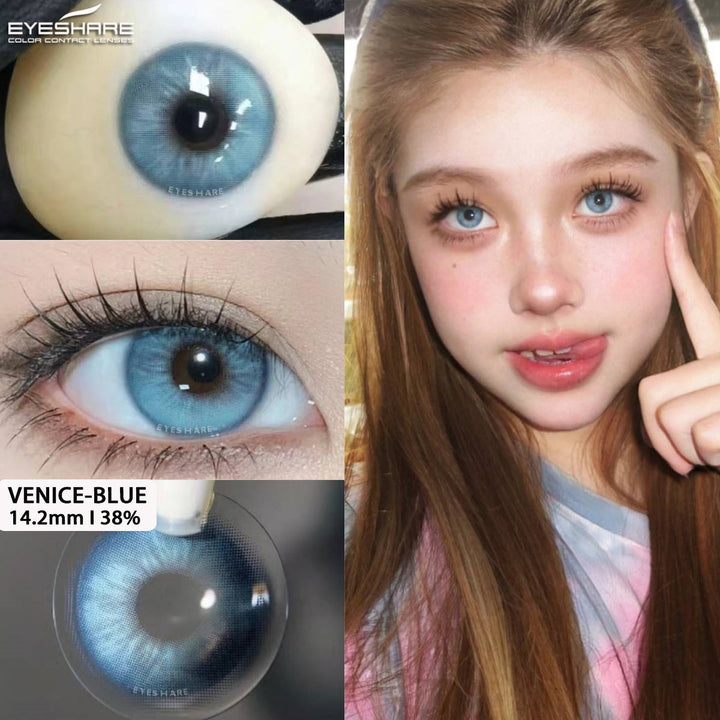 Lisslune Venice Blue 14.2mm 1 Pair | 1 Year