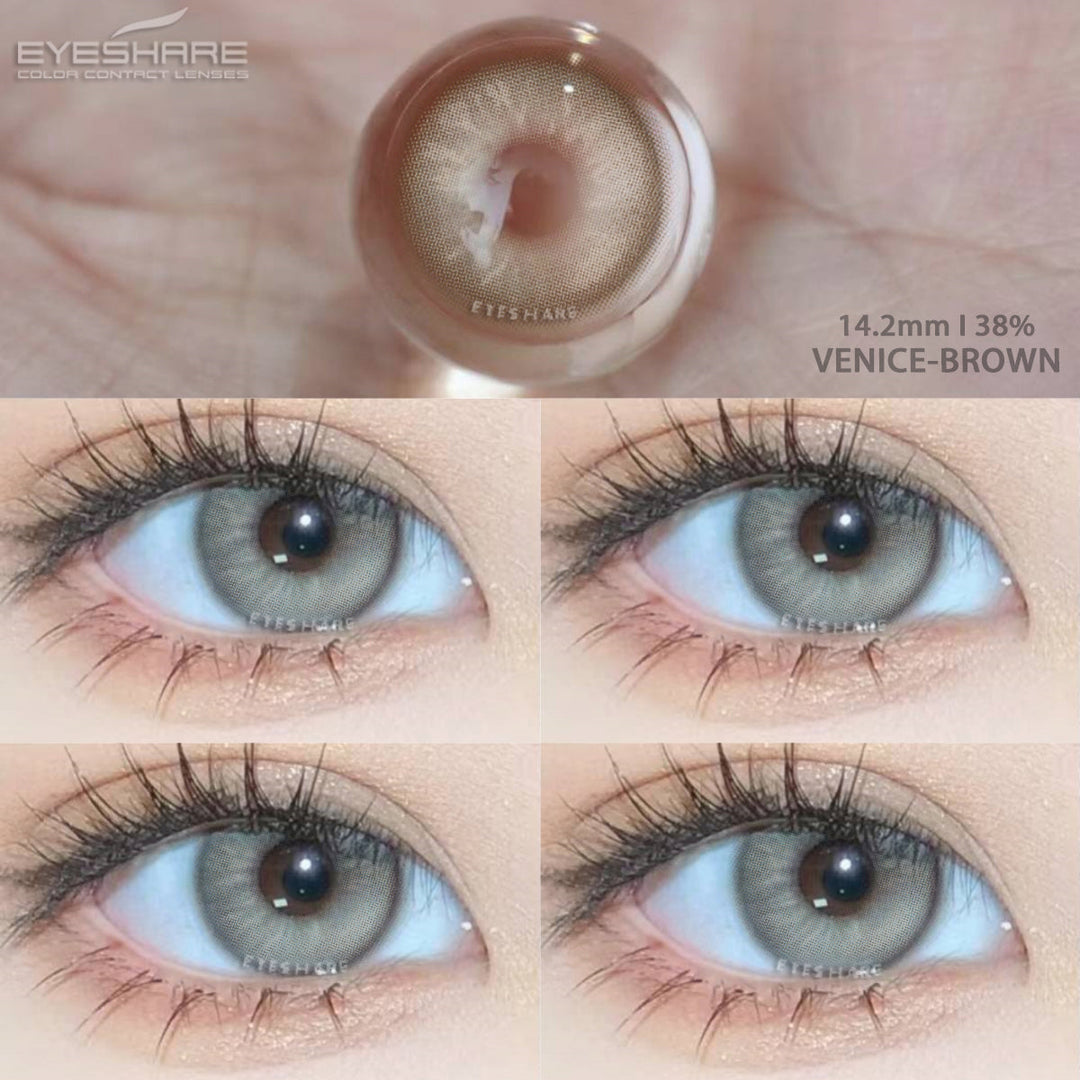 Lisslune Venice Brown 14.2mm 1 Pair | 1 Year