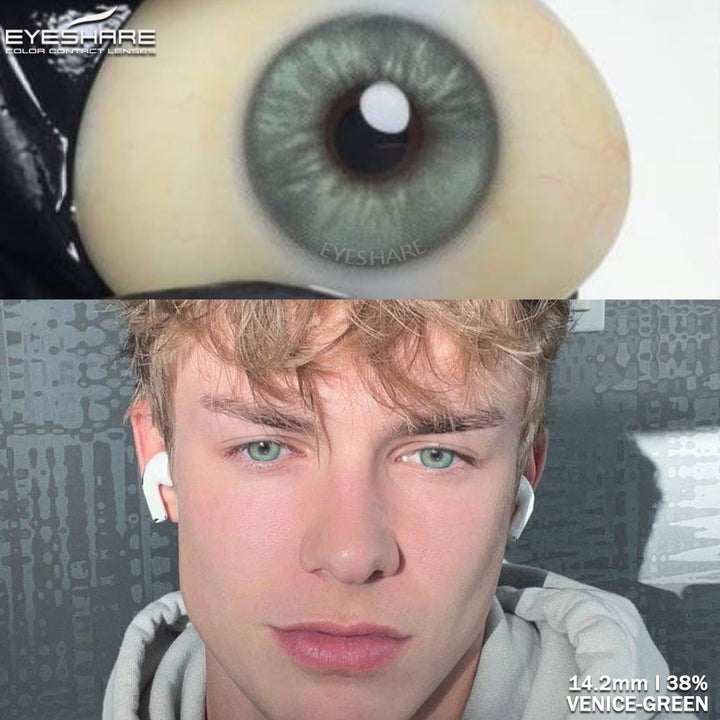 Lisslune Venice Green 14.2mm 1 Pair | 1 Year