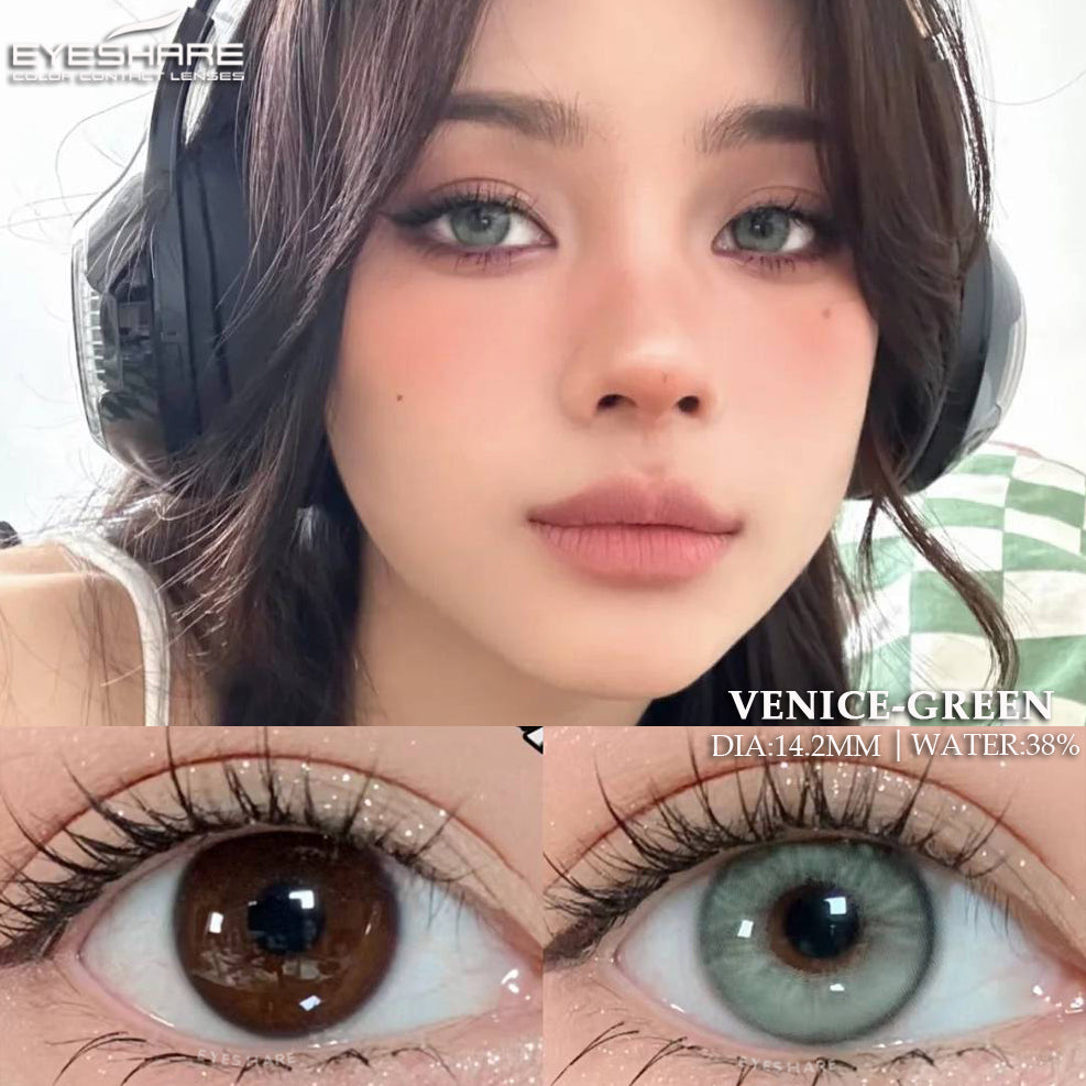 Lisslune Venice Green 14.2mm 1 Pair | 1 Year