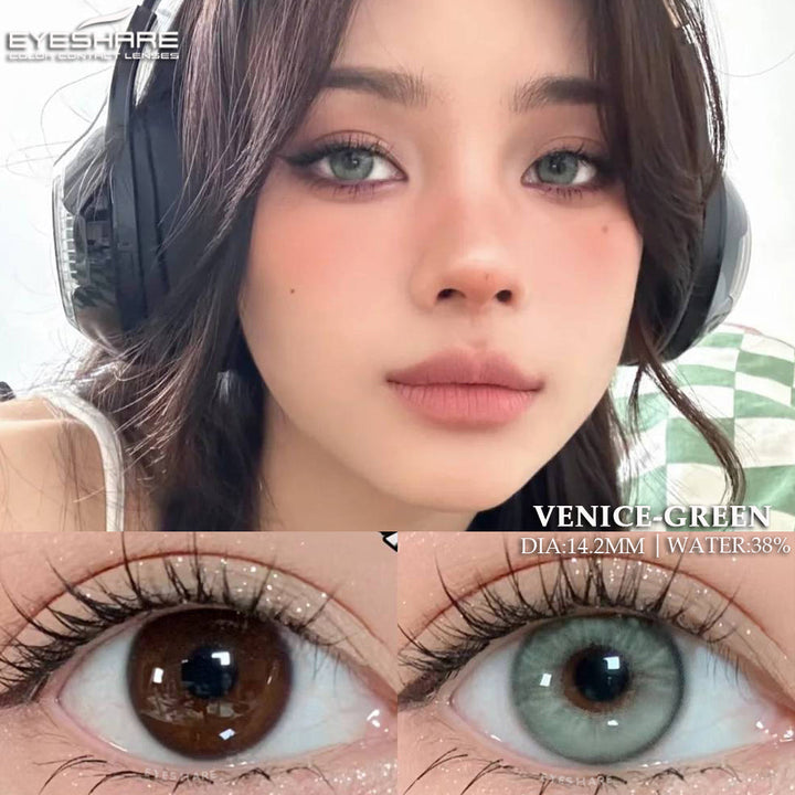 Lisslune Venice Green 14.2mm 1 Pair | 1 Year