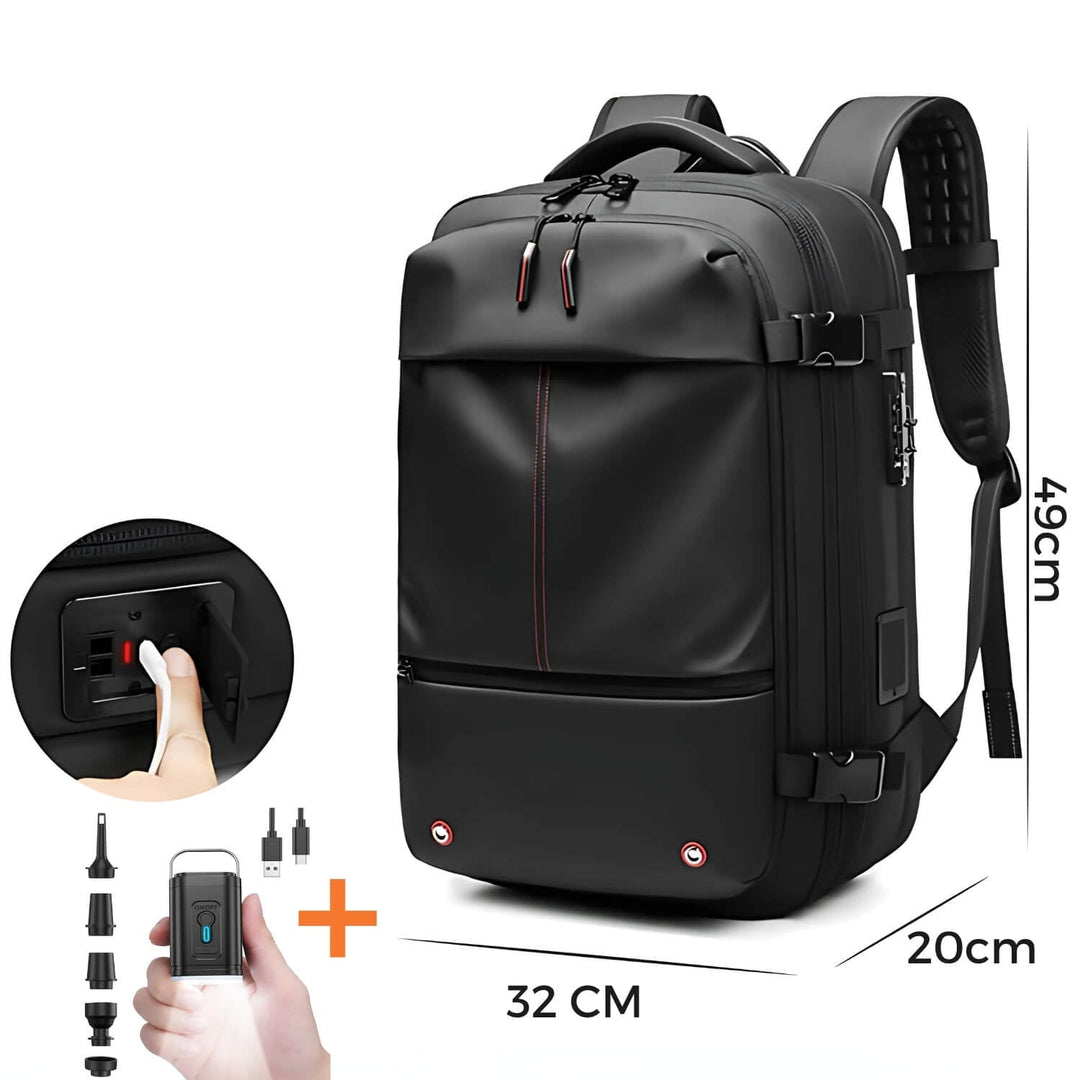 Lisslune | VacuPro – Compression Travel Backpack with Built-In Vacuum System | Space-Saving Cabin Bag