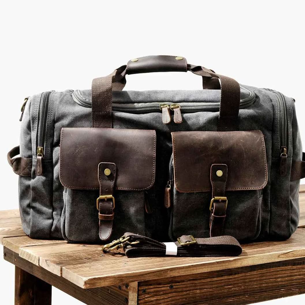 Lisslune | Vanguard Waxed Canvas & Leather Travel Duffle – 36.5L
