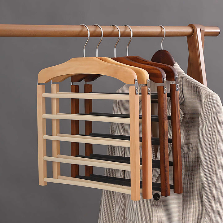 Lisslune | Varden Multi-Tier Wardrobe Hanger – Space-Saving Wooden & Metal Clothes Organizer