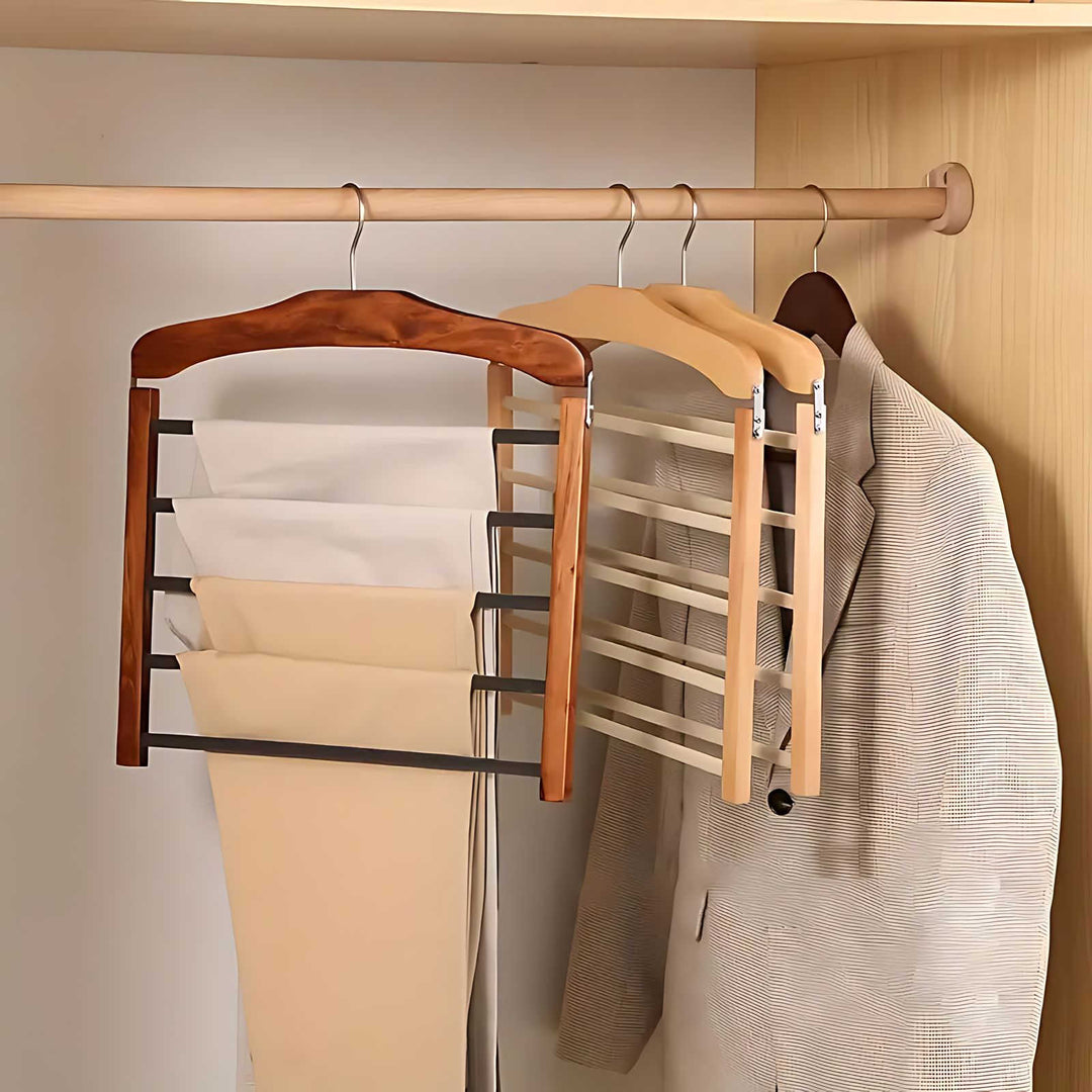 Lisslune | Varden Multi-Tier Wardrobe Hanger – Space-Saving Wooden & Metal Clothes Organizer