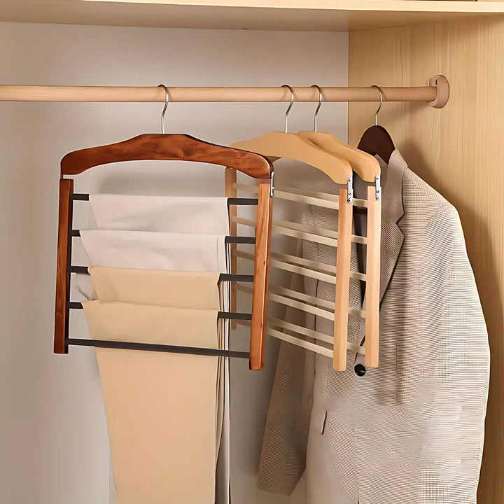 Lisslune | Varden Multi-Tier Wardrobe Hanger – Space-Saving Wooden & Metal Clothes Organizer