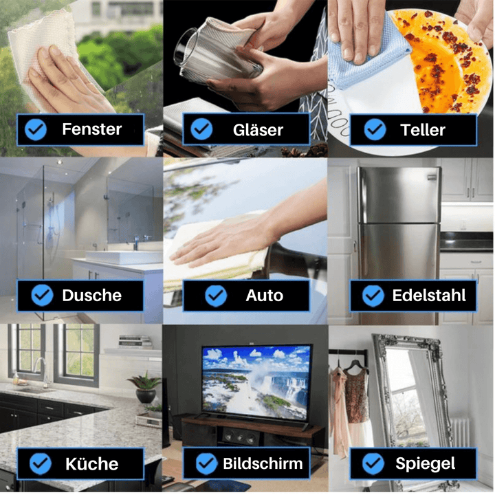 Lisslune | Soft Touch Wonder Cloth – Stripe-Free Cleaning of Glass, Mirrors & Stainless Steel