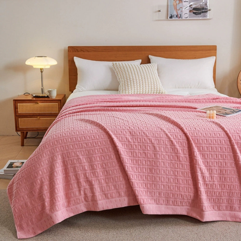 Lisslune | Waffle Cotton Summer Bedspread Throw Blanket