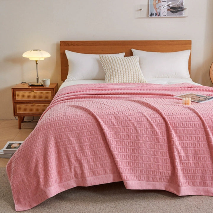 Lisslune | Waffle Cotton Summer Bedspread Throw Blanket