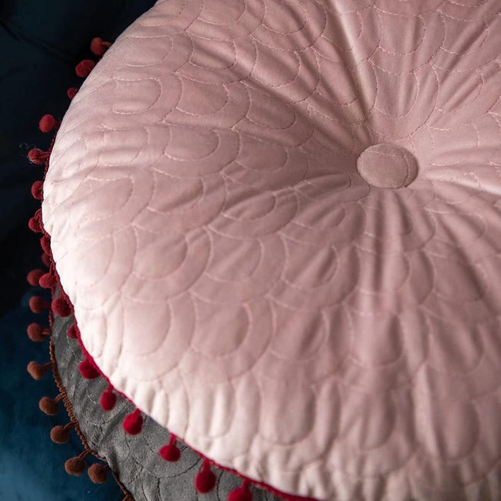 Lisslune | Veloura Round Vintage Quilted Ottoman Cushion Pad