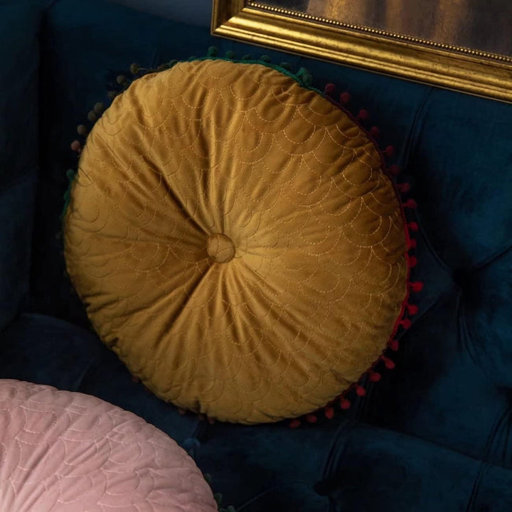 Lisslune | Veloura Round Vintage Quilted Ottoman Cushion Pad