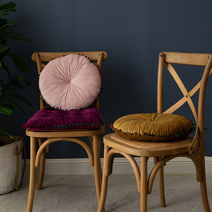 Lisslune | Veloura Round Vintage Quilted Ottoman Cushion Pad