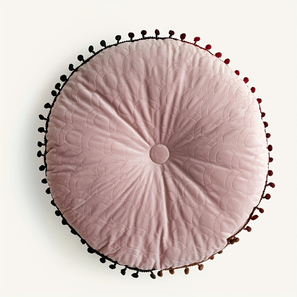 Lisslune | Veloura Round Vintage Quilted Ottoman Cushion Pad