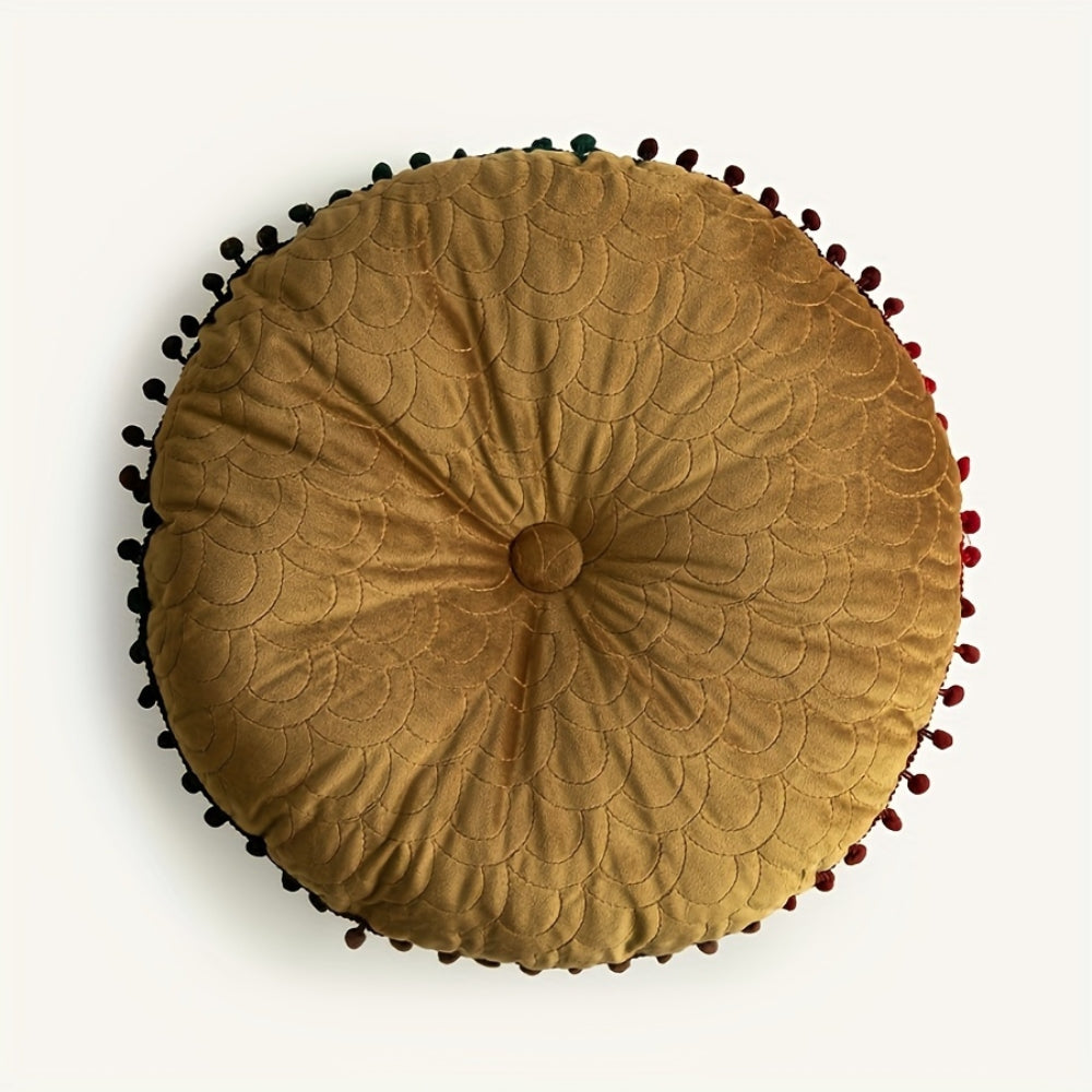 Lisslune | Veloura Round Vintage Quilted Ottoman Cushion Pad