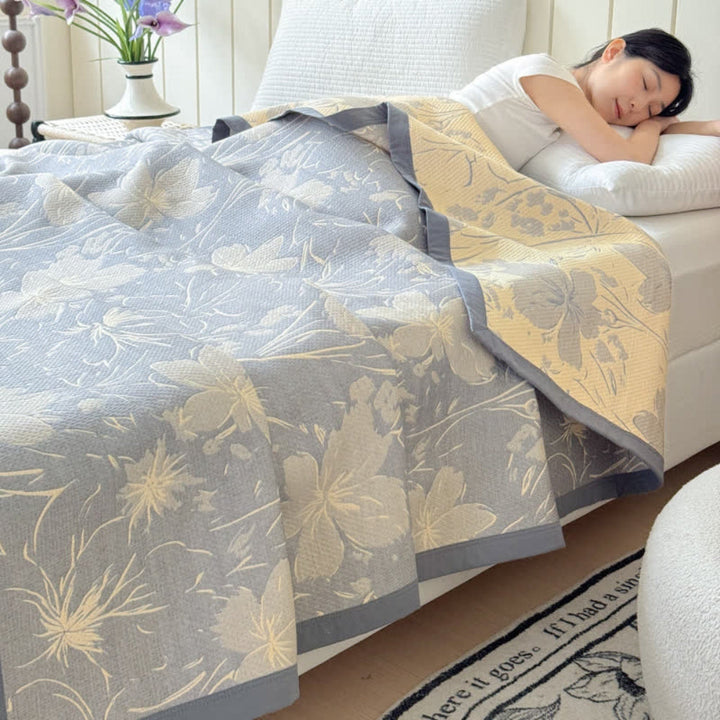 Lisslune | Velurelle Reversible Cotton Floral Blanket