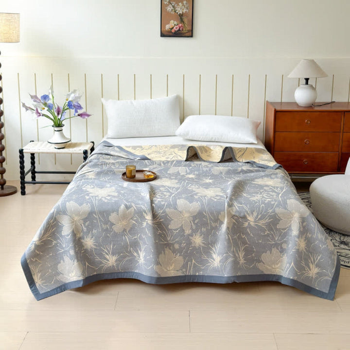 Lisslune | Velurelle Reversible Cotton Floral Blanket